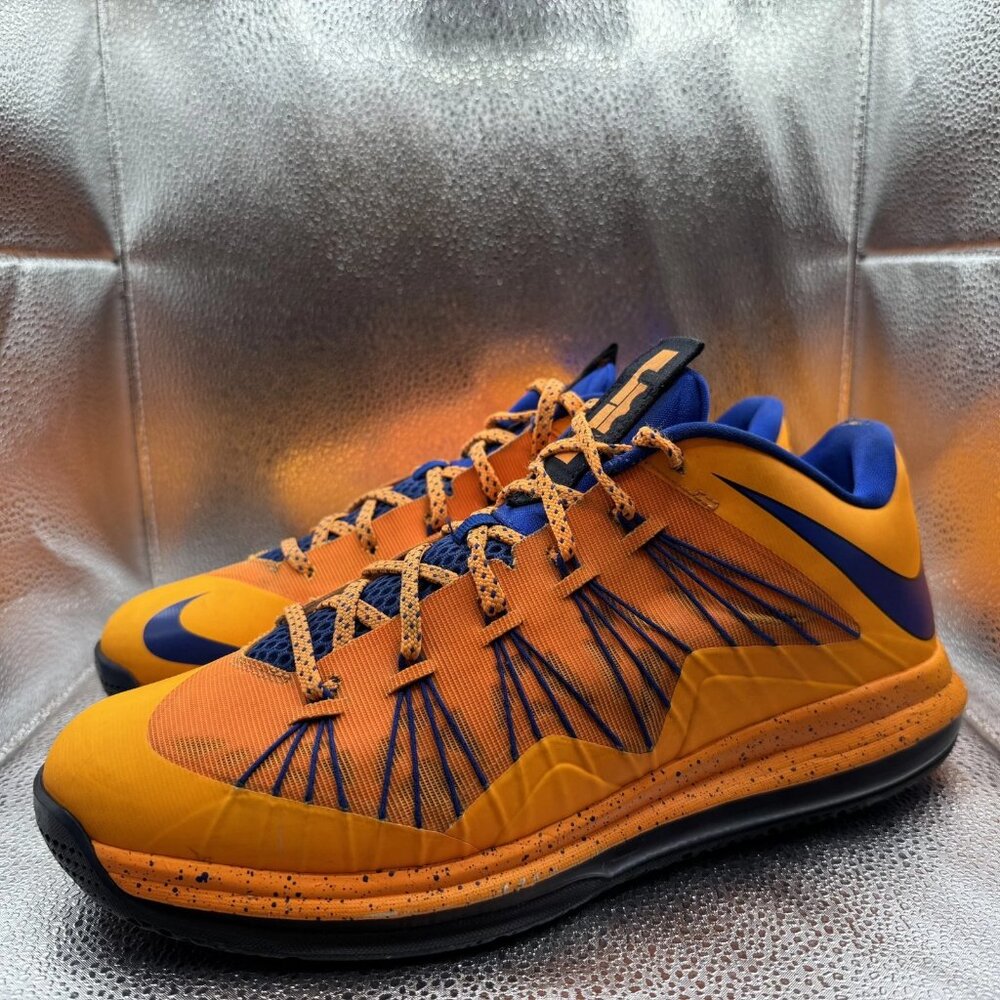 Size - 11.5 Nike Air Max LeBron 10 Low Orange Blue Mens Sneakers 579765-800 - Picture 6 of 11